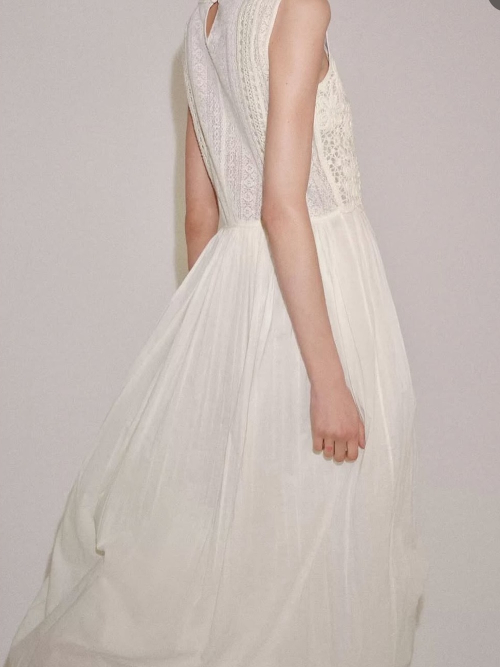 Zara Cream Crochet Bodice Maxi Dress - Picture 7 of 9